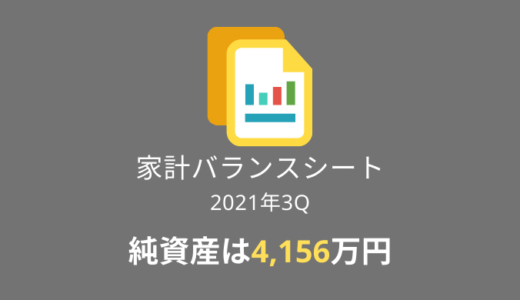【家計バランスシート】2021年3Qの純資産は4,156万円！444万円増加